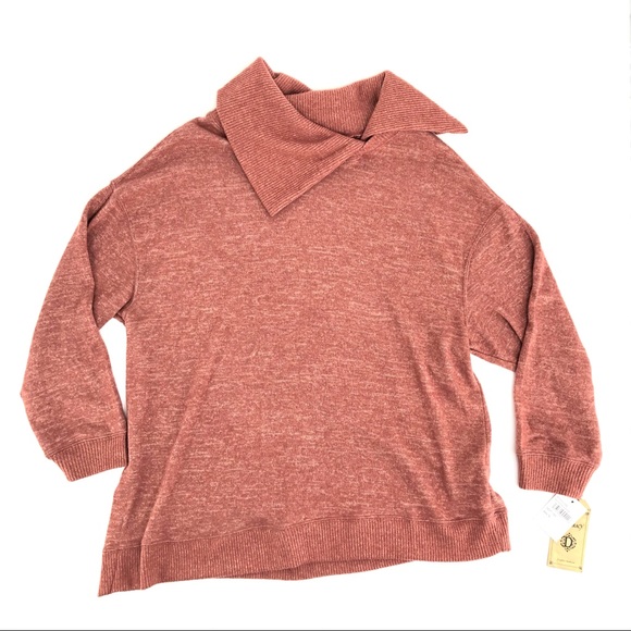 Democracy Sweaters - Democracy Dusty Rose Asymmetrical Sweater